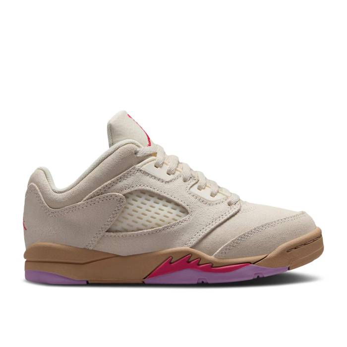 ナイキ エアジョーダン Air Jordan 【 Jordan 5 Retro Low Ps \u0027Peanut Butter \u0026 Jelly\u0027 Youth Pale Ivory/Fusion Red/Desert/Rush Fuchsia/White 】 レトロ お坊っちゃん キッズ 象牙色 Fusion 核融合反応 Red 赤・赤いこと rush
