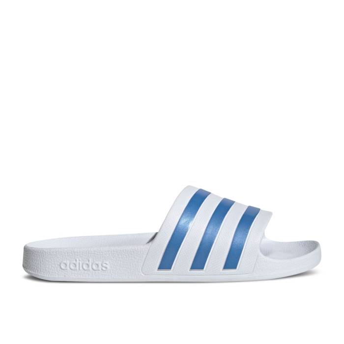 アディダス Adidas 【 Wmns Adilette Aqua Slide \u0027White Blue Fusion\u0027 Women Cloud White/Blue Fusion Metallic/Cloud White 】 アディレッタ アクア Slide サンダル 青み 青色 レディース 白いこと 白いこと 青み 青色 Fusion フ