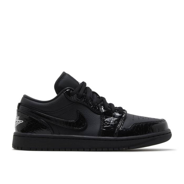 ナイキ エアジョーダン Air Jordan 【 Wmns Jordan 1 Low Se \u0027Black Croc\u0027 Women Black/White/Metallic Silver 】 レディース 黒いこと 黒いこと 白いこと 白いこと Silver しろがね色・しろがね色