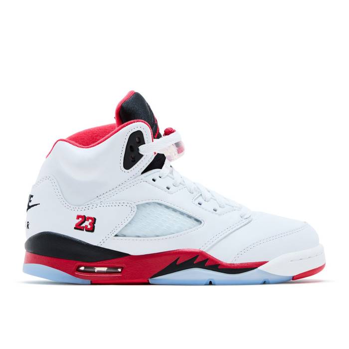 ナイキ エアジョーダン Air Jordan 【 Jordan 5 Retro Gs 'Fire Red' 2025 Youth White/Fire Red/Black 】 レトロ ジュニア キッズ 白色 ホワイト ファイア Red 赤・レッド 黒色 ブラック|スニケス