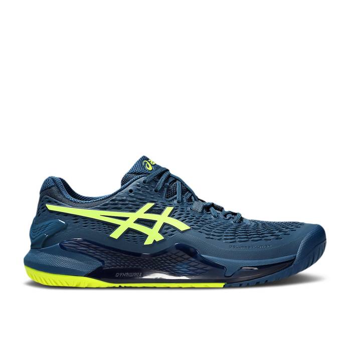 アシックス Asics 【 Gel Resolution 9 \u0027Mako Blue Safety Yellow\u0027 Men Mako Blue/Safety Yellow 】 青味 青み メンズ 青味 青み yellow 黄味がかった・黄色