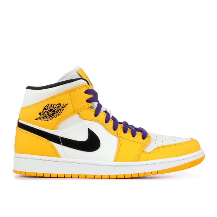 【 AIR JORDAN JORDAN 1 MID 'LAKERS' / UNIVERSITY GOLD BLACK 】 ナイキ ミッド ゴールド 黒色 ブラック エアジョーダン スニーカー メンズ|スニケス