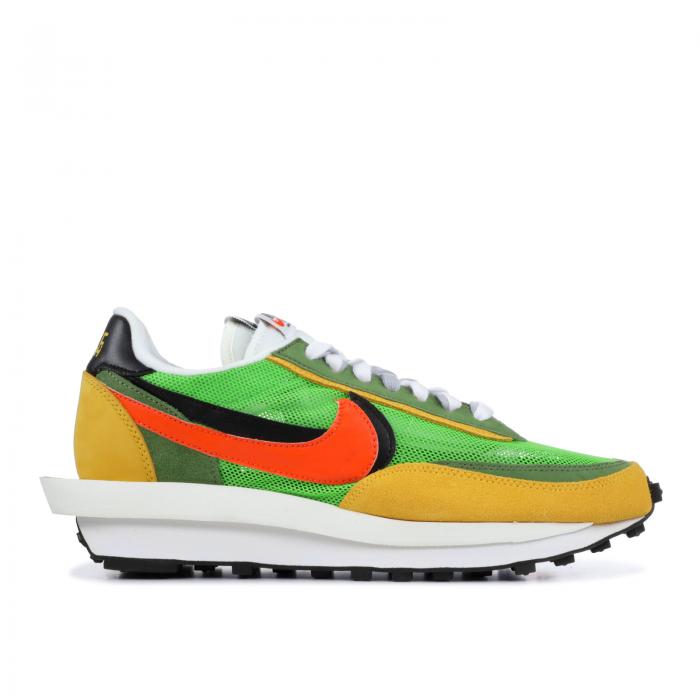 【 NIKE SACAI X LDWAFFLE \u0027GREEN GUSTO\u0027 / GREEN GUSTO SAFETY ORANGE 】 緑 緑であること 橙 オレンジ色 スニーカー メンズ ナイキ