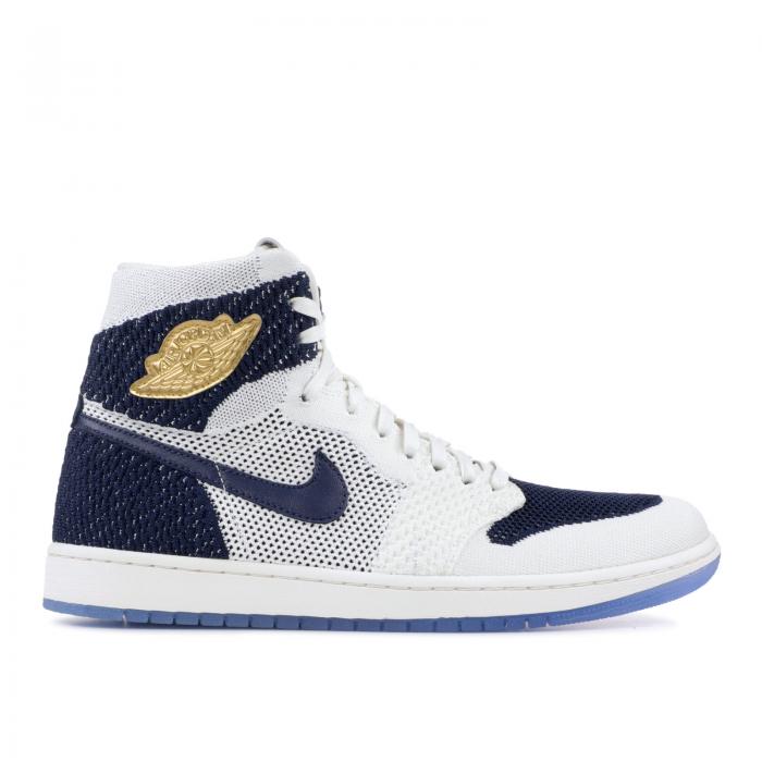 【 AIR JORDAN JORDAN 1 RETRO HIGH OG FLYKNIT \u0027RE2PECT\u0027 / SAIL METALLIC GOLD 】 ナイキ 御機嫌 飛球編み物 ゴールド エアジョーダン スニーカー メンズ