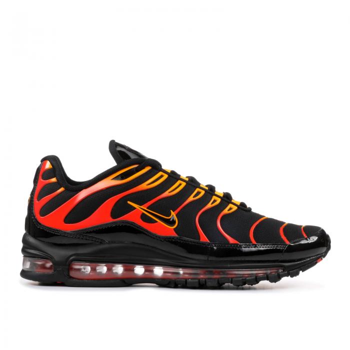 【 NIKE AIR MAX 97 PLUS 'SHOCK ORANGE' / BLACK BLACK ENGINE 1 】 マックス 黒色 ブラック エアマックス スニーカー メンズ ナイキ