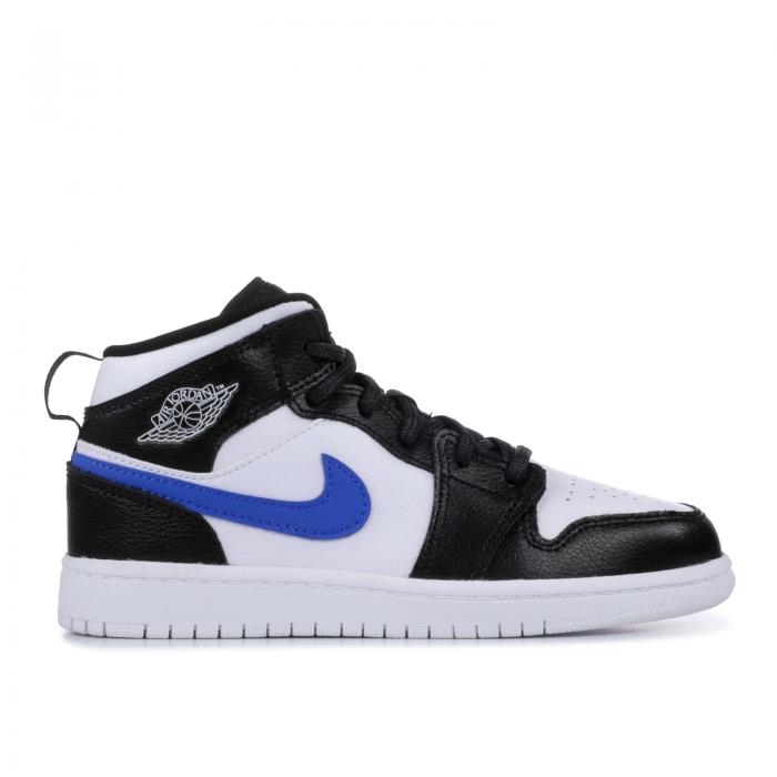 【 AIR JORDAN JORDAN 1 RETRO MID BP 'CRAYON PACK' / BLACK WHITE HYPER COBALT 】 ナイキ ミッド 黒色 ブラック 白色 ホワイト エアジョーダン スニーカー ジュニア キッズ メンズ