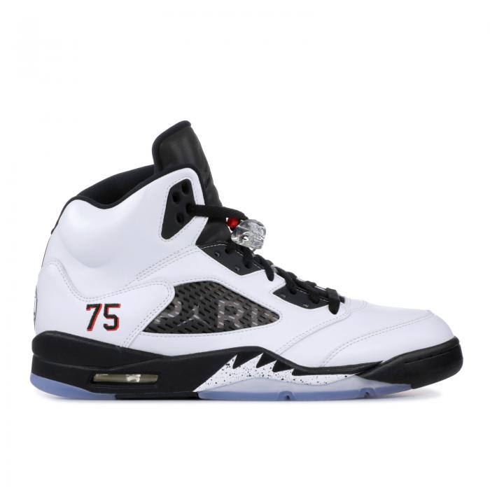 【 AIR JORDAN PARIS SAINT-GERMAIN X JORDAN 5 RETRO 'FRIENDS & FAMILY' / WHITE CHALLENGE RED BLACK 】 ナイキ 白色 ホワイト 赤 レッド 黒色 ブラック エアジョーダン スニーカー メンズ|スニケス