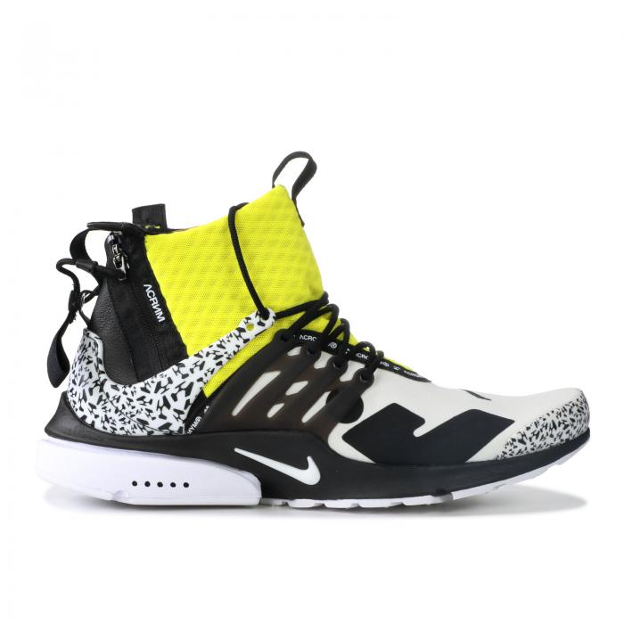 【 NIKE ACRONYM X AIR PRESTO MID \'DYNAMIC YELLOW\' / WHITE DYNAMIC YELLOW BLACK 】 プレスト ミッド 白色 ホワイト ダイナミック 黄色 イエロー 黒色 ブラック エア スニーカー メンズ ナイキ