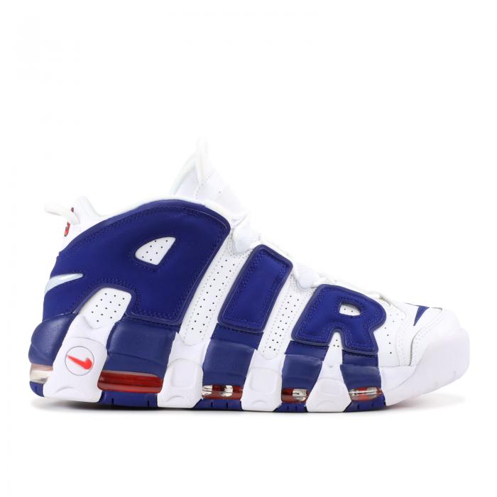 【 NIKE AIR MORE UPTEMPO \u0027KNICKS\u0027 / WHITE DEEP ROYAL BLUE 】 膨れ上がるペース 白いこと 白いこと ディープ 青味 青色 エアモアアップテンポ モアテン スニーカー メンズ ナイキ