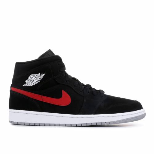【 AIR JORDAN JORDAN 1 MID 'MULTICOLOR SWOOSH BLACK' / BLACK VARSITY RED WHITE 】 ナイキ ミッド スウッシュ スウォッシュ 黒色 ブラック 赤 レッド 白色 ホワイト エアジョーダン スニーカー メンズ|スニケス