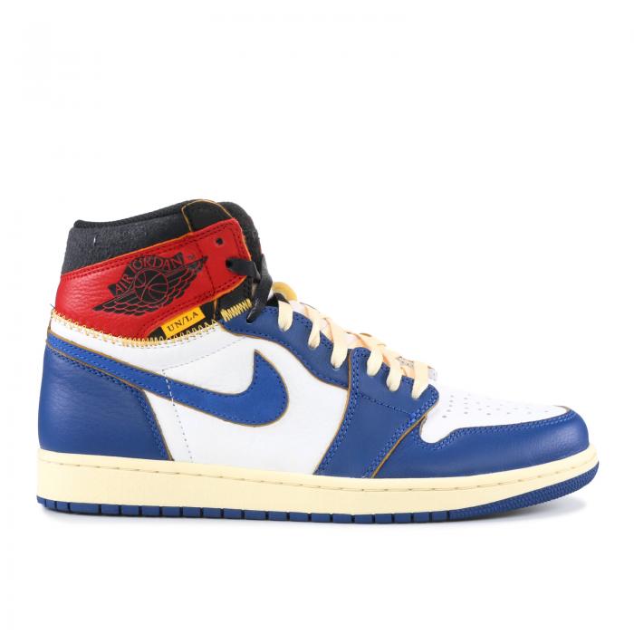 【 AIR JORDAN UNION LA X JORDAN 1 RETRO HIGH NRG 'STORM BLUE' / WHITE STORM BLUE VARSITY RED 】 ナイキ ユニオン ロサンゼルス ハイ 白色 ホワイト 青色 ブルー 赤 レッド エアジョーダン スニーカー メンズ