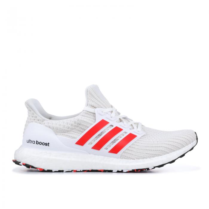 【 ADIDAS ULTRABOOST 4.0 'RED STRIPES' / FOOTWEAR WHITE ACTIVE RED CHALK 】 アディダス 白色 ホワイト 赤 レッド スニーカー メンズ