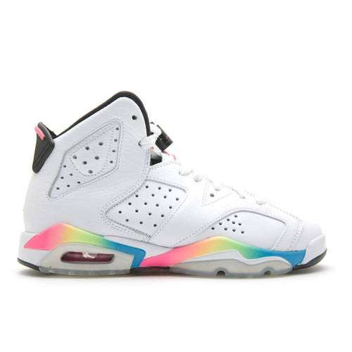 【 AIR JORDAN JORDAN 6 RETRO GS 'PINK FLASH' / WHITE PINK FLASH VOLT MRN BLUE 】 ナイキ 白色 ホワイト ピンク 青色 ブルー エアジョーダン スニーカー ジュニア キッズ メンズ｜スニケス