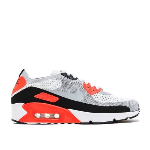 【 NIKE AIR MAX 90 ULTRA 2.0 FLYKNIT 'INFRARED' / WHITE WOLF GREY BRIGHT CRIMSON 】 マックス ウルトラ フライニット 白色 ホワイト 灰色 グレー クリムゾン エアマックス スニーカー メンズ ナイキ|スニケス