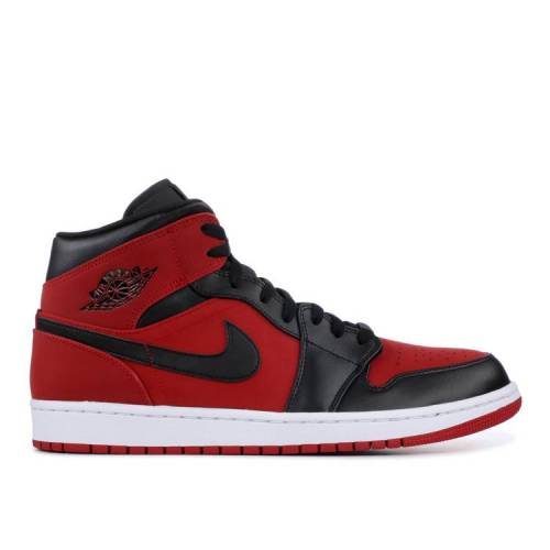 【 AIR JORDAN JORDAN 1 MID \u0027REVERSE BANNED\u0027 / GYM RED BLACK WHITE 】 ナイキ ミッド 赤 赤いこと 黒いこと 黒いこと 白いこと 白いこと エアジョーダン スニーカー メンズ 靴-スニーカー-メンズ靴