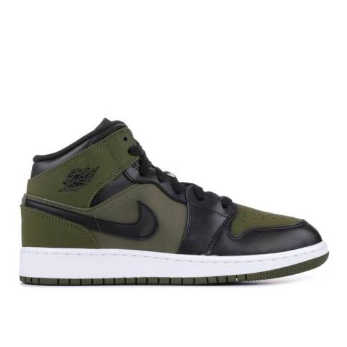 【 AIR JORDAN JORDAN 1 RETRO MID GS 'OLIVE CANVAS' / OLIVE CANVAS BLACK WHITE 】 ナイキ ミッド オリーブ 黒色 ブラック 白色 ホワイト エアジョーダン ジュニア キッズ ベビー マタニティ スニーカー|スニケス