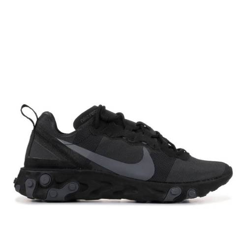 【 NIKE REACT ELEMENT 55 'TRIPLE BLACK' / BLACK BLACK DARK GREY 】 リアクト エレメント 黒色 ブラック 灰色 グレー スニーカー メンズ ナイキ|スニケス