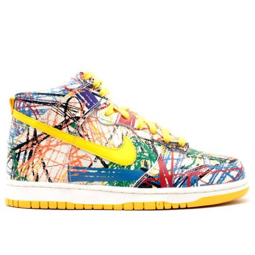 【 NIKE DUNK HI PREMIUM QS GS 'SCRIBBLE' / WHITE VARSITY MAIZE 】 ダンク プレミアム 白色 ホワイト ジュニア キッズ ベビー マタニティ スニーカー ナイキ|スニケス