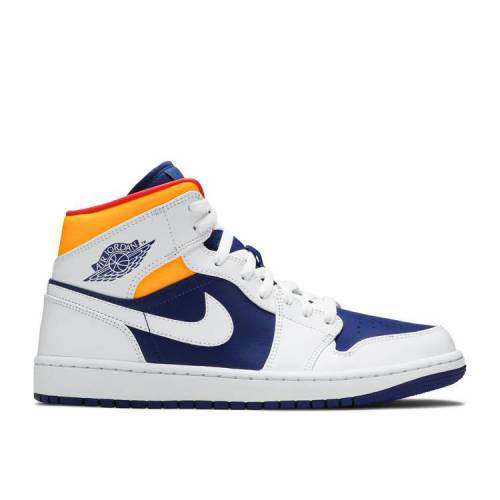 【 AIR JORDAN JORDAN 1 MID GS 'WHITE DEEP ROYAL BLUE' / WHITE DEEP ROYAL BLUE TRACK RED 】 ナイキ ミッド ディープ 白色 ホワイト 青色 ブルー トラック 赤 レッド エアジョーダン スニーカー ジュニア キッズ メ