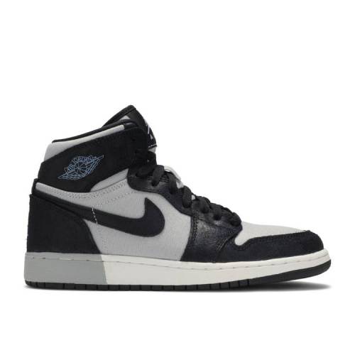 【 AIR JORDAN JORDAN 1 RETRO HIGH GS 'ALUMINUM' / BLACK ALUMINUM WHITE WOLF GREY 】 ナイキ ハイ 黒色 ブラック 白色 ホワイト 灰色 グレー エアジョーダン ジュニア キッズ ベビー マタニティ スニーカー|スニケス