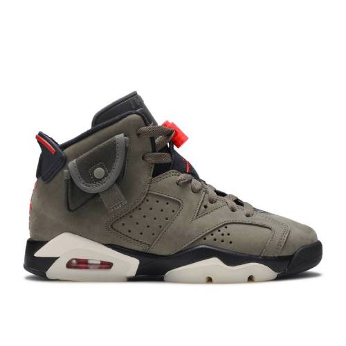 【 AIR JORDAN TRAVIS SCOTT X JORDAN 6 RETRO GS 'OLIVE' / MEDIUM OLIVE BLACK SAIL 】 ナイキ オリーブ 黒色 ブラック エアジョーダン トラヴィススコット ジュニア キッズ ベビー マタニティ スニーカー｜スニケス