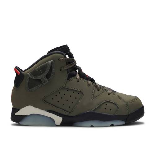 【 AIR JORDAN TRAVIS SCOTT X JORDAN 6 RETRO PS 'OLIVE' / MEDIUM OLIVE BLACK SAIL 】 ナイキ オリーブ 黒色 ブラック エアジョーダン トラヴィススコット ジュニア キッズ ベビー マタニティ スニーカー｜スニケス