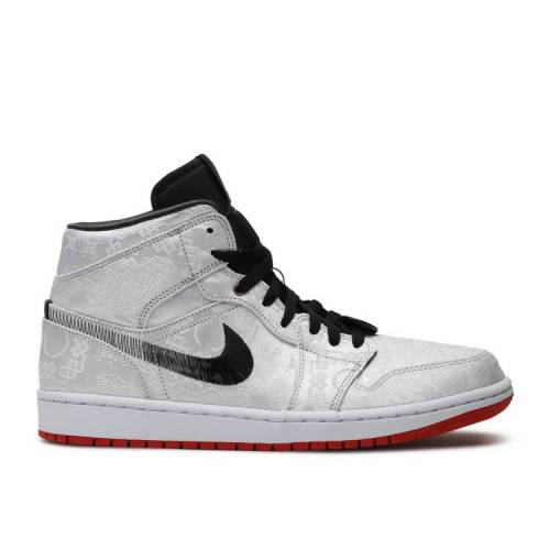 【 AIR JORDAN CLOT X JORDAN 1 MID 'FEARLESS' / WHITE BLACK WHITE UNIVERSITY RED 】 ナイキ クロット ミッド 白色 ホワイト 黒色 ブラック 赤 レッド エアジョーダン スニーカー メンズ
