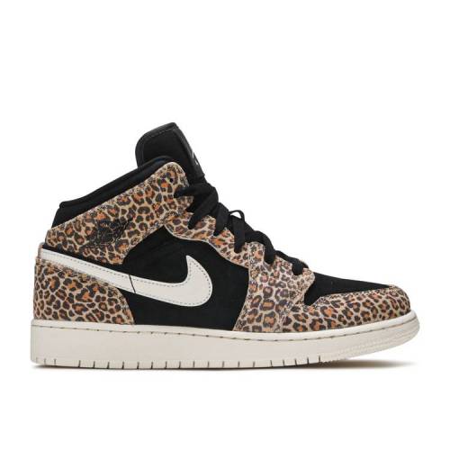 【 AIR JORDAN JORDAN 1 MID SE GS 'LEOPARD' / BLACK PALE IVORY DESERT ORE 】 ナイキ ミッド 黒色 ブラック アイボリー エアジョーダン ジュニア キッズ ベビー マタニティ スニーカー|スニケス