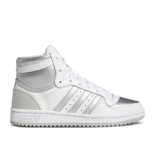 【 ADIDAS WMNS TOP TEN HI 'SILVER TOE' / CLOUD WHITE SILVER METALLIC GREY 】 アディダス 白色 ホワイト 銀色 シルバー 灰色 グレー トップテン スニーカー レディース メンズ|スニケス