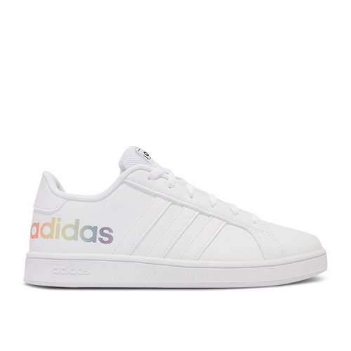 【 ADIDAS GRAND COURT J 'PRIDE' / FOOTWEAR WHITE FOOTWEAR WHITE 】 アディダス グランド コート 白色 ホワイト ジュニア キッズ ベビー マタニティ スニーカー|スニケス