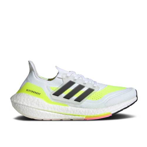 【 ADIDAS WMNS ULTRABOOST 21 \u0027WHITE SOLAR YELLOW\u0027 / CLOUD WHITE CORE BLACK SOLAR 】 アディダス 白いこと 白いこと 中核グループ 黒いこと 黒いこと スニーカー レディース