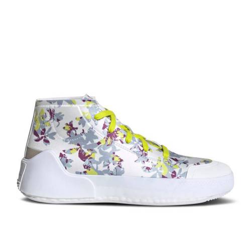 【 ADIDAS STELLA MCCARTNEY X WMNS TREINO MID 'FLORAL PRINT - WHITE ACID YELLOW' / CLOUD WHITE CORE BLACK ACID 】 アディダス ミッド 白色 ホワイト コア 黒色 ブラック スニーカー レディース