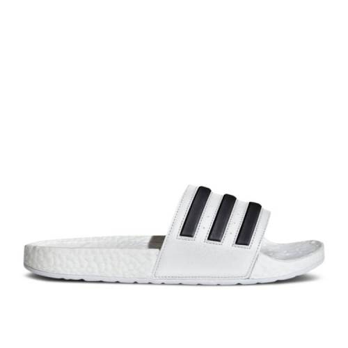【 ADIDAS ADILETTE BOOST SLIDES 'WHITE BLACK STRIPES' / CLOUD WHITE CORE BLACK CLOUD 】 アディダス アディレッタ ブースト 黒色 ブラック 白色 ホワイト コア スニーカー メンズ