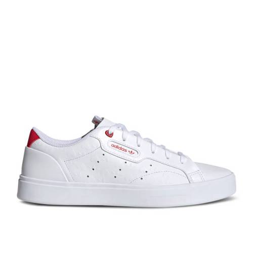 【 ADIDAS WMNS SLEEK \u0027HEART EMBOSSED - WHITE SCARLET\u0027 / CLOUD WHITE SCARLET CORE BLACK 】 アディダス 白いこと 白いこと 中核グループ 黒いこと 黒いこと スニーカー レディース