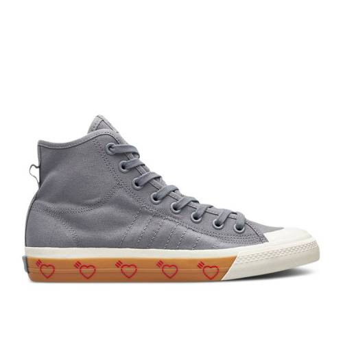 【 ADIDAS HUMAN MADE X NIZZA HIGH \u0027GREY\u0027 / GREY FIVE GREY FIVE GREY FIVE 】 アディダス ご機嫌 薄墨色 薄墨色 スニーカー メンズ
