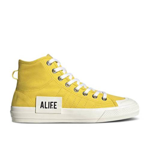【 ADIDAS ALIFE X NIZZA HIGH \u0027YELLOW\u0027 / WONDER GLOW OFF WHITE OFF WHITE 】 アディダス エーライフ ご機嫌 白いこと 白いこと スニーカー メンズ