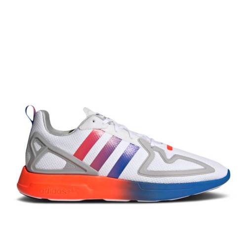 【 ADIDAS ZX 2K FLUX GRADIENT SOLE - CLOUD WHITE / CLOUD WHITE CORE BLACK BLUE 】 アディダス 白色 ホワイト コア 黒色 ブラック 青色 ブルー スニーカー メンズ