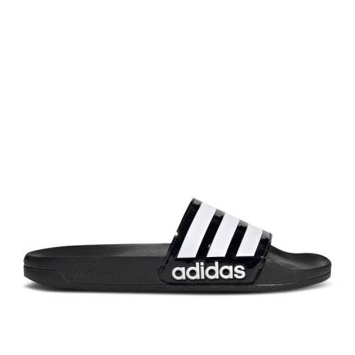 【 ADIDAS HIROCOLEDGE X WMNS ADILETTE SHOWER SLIDE 'TAKAHASHI HIROKO - BLACK WHITE' / CORE BLACK CLOUD WHITE CORE 】 アディダス アディレッタ サンダル 黒色 ブラック コア 白色 ホワイト シャワーサンダル スニーカー