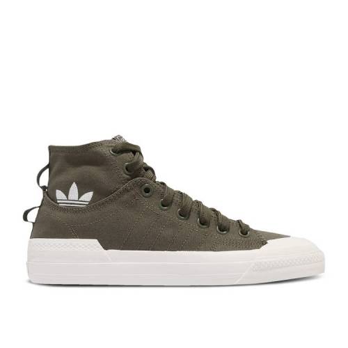 【 ADIDAS NIZZA HIGH DL 'OLIVE KHAKI' / GREEN OLIVE RAW KHAKI OFF WHITE 】 アディダス ハイ 緑 グリーン オリーブ カーキ 白色 ホワイト スニーカー メンズ｜スニケス