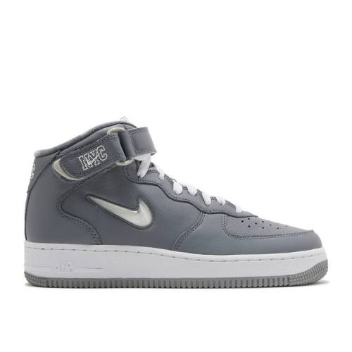 【 NIKE AIR FORCE 1 MID JEWEL QS \u0027NYC - COOL GREY\u0027 / COOL GREY WHITE METALLIC SILVER 】 ミッド 冷やりとした 薄墨色 薄墨色 白いこと 白いこと しろがね色 しろがね色 空軍 スニーカー メンズ ナイキ