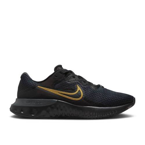 【 NIKE RENEW RUN 2 \u0027BLACK METALLIC GOLD\u0027 / BLACK DARK SMOKE GREY METALLIC 】 幽客 黒いこと 黒いこと 薄墨色 薄墨色 スニーカー メンズ ナイキ メンズ靴-スニーカー