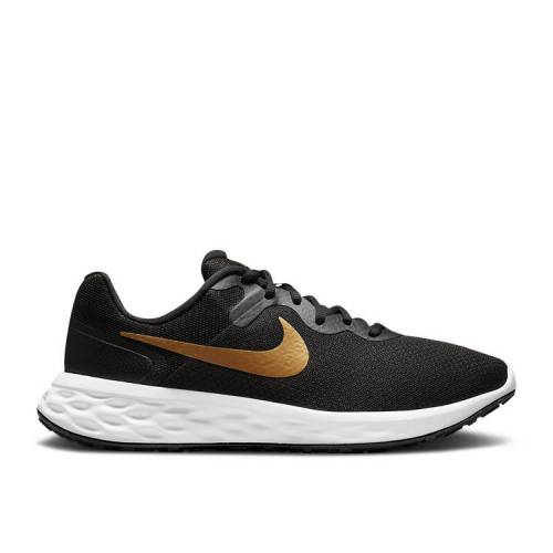 【 NIKE REVOLUTION 6 'BLACK METALLIC GOLD' / BLACK WHITE METALLIC GOLD 】 レボリューション 黒色 ブラック 白色 ホワイト ゴールド スニーカー メンズ ナイキ｜スニケス
