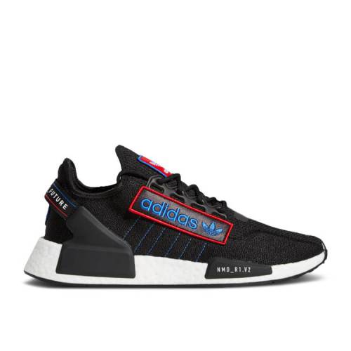【 ADIDAS NMD_R1 V2 \u0027LOGO PATCH - BLACK\u0027 / CORE BLACK SCARLET BLUE 】 アディダス 中核グループ 黒いこと 黒いこと 青み 青色 スニーカー メンズ