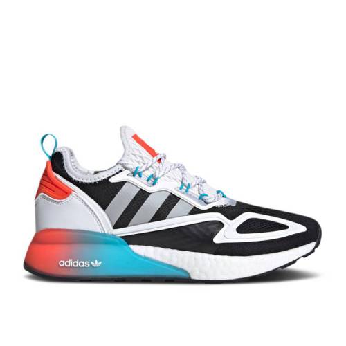 【 ADIDAS WMNS ZX 2K BOOST 'WHITE MULTI' / CORE BLACK GREY SIGNAL CYAN 】 アディダス ブースト コア 黒色 ブラック 灰色 グレー シアン スニーカー レディース
