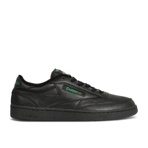 【 REEBOK PATTA X CLUB C 85 \u0027BLACK GLEN GREEN\u0027 / CORE BLACK CORE BLACK GLEN GREEN 】 リーボック 野球クラブ 中核グループ 黒いこと 黒いこと 緑 緑であること スニーカー メンズ メンズ靴-靴