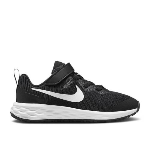 【 NIKE REVOLUTION 6 PS 'BLACK WHITE' / BLACK DARK SMOKE GREY WHITE 】 レボリューション 黒色 ブラック 灰色 グレー 白色 ホワイト ジュニア キッズ ベビー マタニティ スニーカー ナイキ