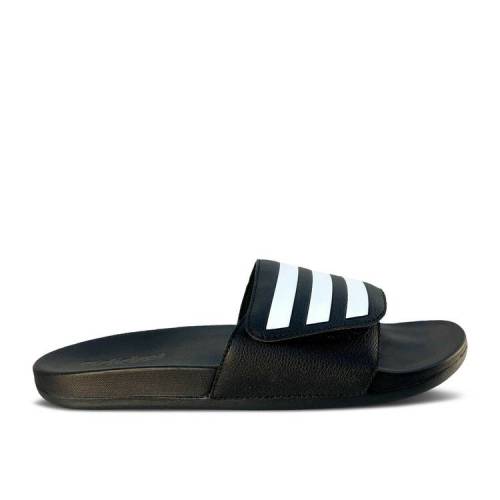 【 ADIDAS ADILETTE COMFORT ADJUSTABLE SLIDE 'BLACK WHITE' / CORE BLACK FOOTWEAR WHITE CORE 】 アディダス アディレッタ サンダル コア 黒色 ブラック 白色 ホワイト スニーカー メンズ|スニケス