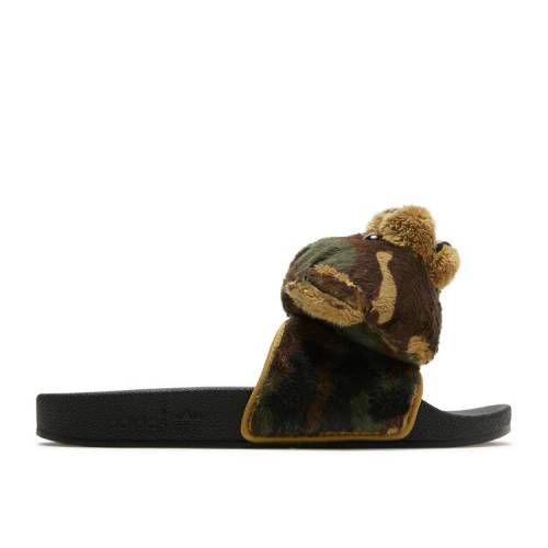 【 ADIDAS JEREMY SCOTT X ADILETTE SLIDE 'CAMO TEDDY' / CORE BLACK CORE BLACK CORE BLACK 】 アディダス ジェレミー アディレッタ サンダル コア 黒色 ブラック スニーカー メンズ