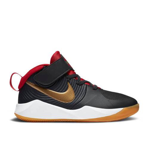 【 NIKE TEAM HUSTLE D9 PS 'DARK SMOKE GREY METALLIC GOLD' / DARK SMOKE GREY UNIVERSITY RED 】 チーム 灰色 グレー 赤 レッド ジュニア キッズ ベビー マタニティ スニーカー ナイキ