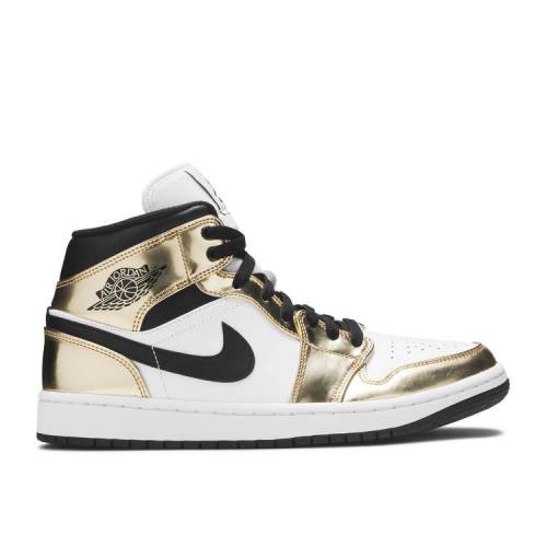 【 AIR JORDAN JORDAN 1 MID SE \u0027METALLIC GOLD\u0027 / METALLIC GOLD BLACK WHITE BLACK 】 ナイキ ミッド ゴールド 黒いこと 黒いこと 白いこと 白いこと エアジョーダン スニーカー メンズ